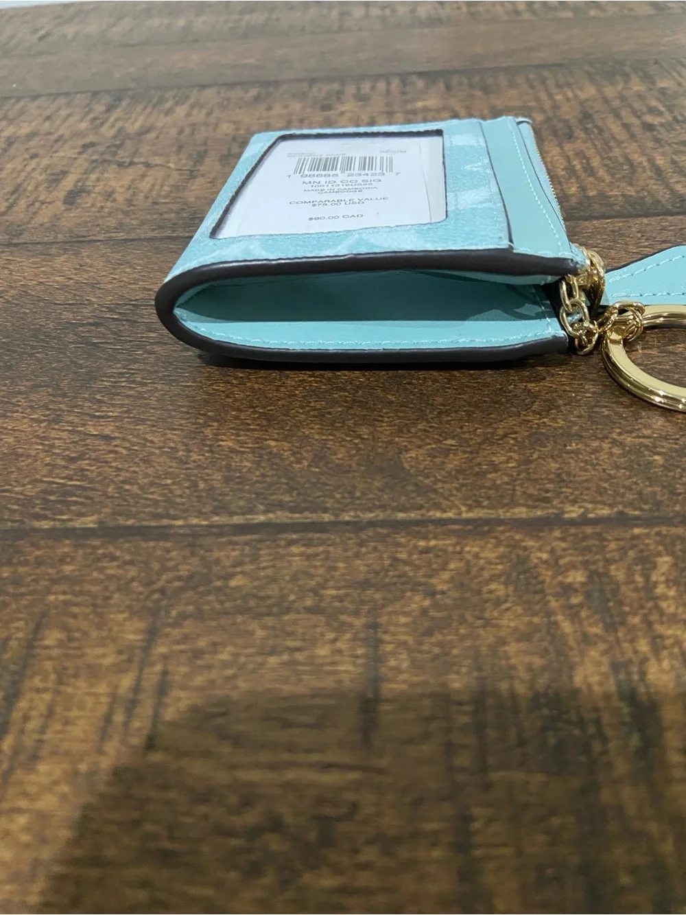 Coach Mini Skinny ID Wallet Light Blue in Signsture Canvas